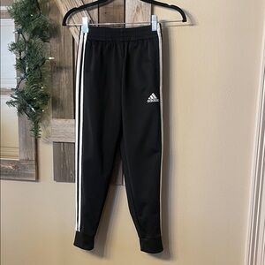 Adidas Kids Black Joggers with White Stripes